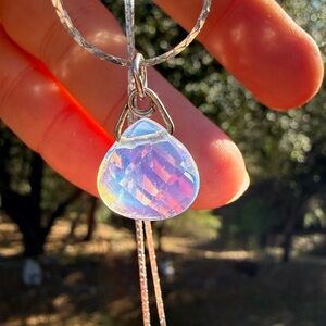 Elegant Silver and Opalite Pendant Necklace